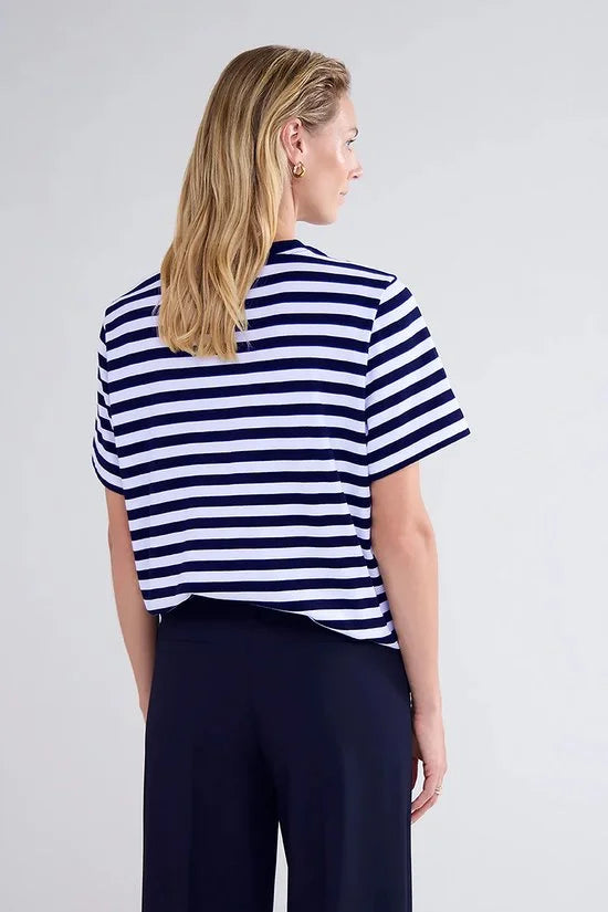 Summum - Shirt Donkerblauw Summum Short Sleeve Top Classic Cotton Tee T-shirts Donkerblauw Lyon-30645