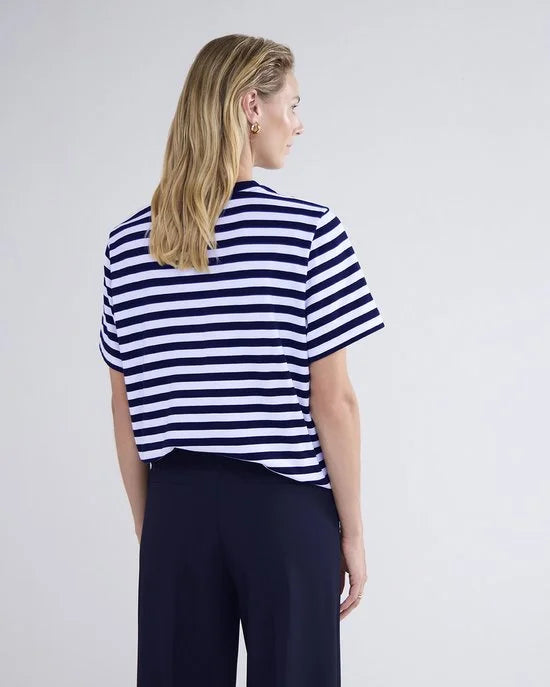 Summum - Shirt Donkerblauw Summum Short Sleeve Top Classic Cotton Tee T-shirts Donkerblauw Lyon-30645