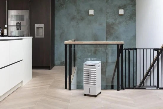 Dutch Originals Aircooler op Wielen - Luchtcooler 6 Liter - Mobiele Aircooler met 3 Snelheden - Met Ingebouwde Timer en Zelfdraaiende Functie - 65 W