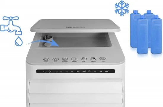 Dutch Originals Aircooler op Wielen - Luchtcooler 6 Liter - Mobiele Aircooler met 3 Snelheden - Met Ingebouwde Timer en Zelfdraaiende Functie - 65 W