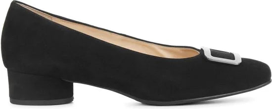 Hassia Dames Pumps / Damesschoenen - Suède - Geen hoogte 2 cm cm - 302627 - Zwart - Maat 41/41+