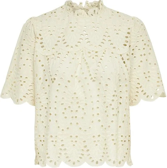 Only Nyla Life SS Anglaise Top WVN Eggnog BEIGE S