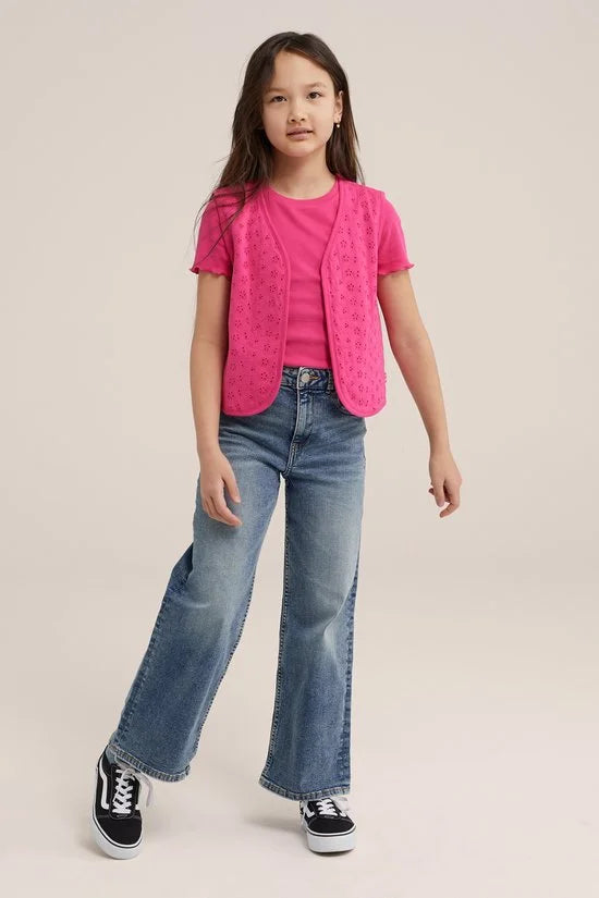 WE Fashion Meisjes wide leg jeans met stretch