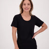 T-shirt Zwart van Je m'appelle - Dames Travelstof- Maat XXL