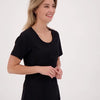 T-shirt Zwart van Je m'appelle - Dames Travelstof- Maat XXL