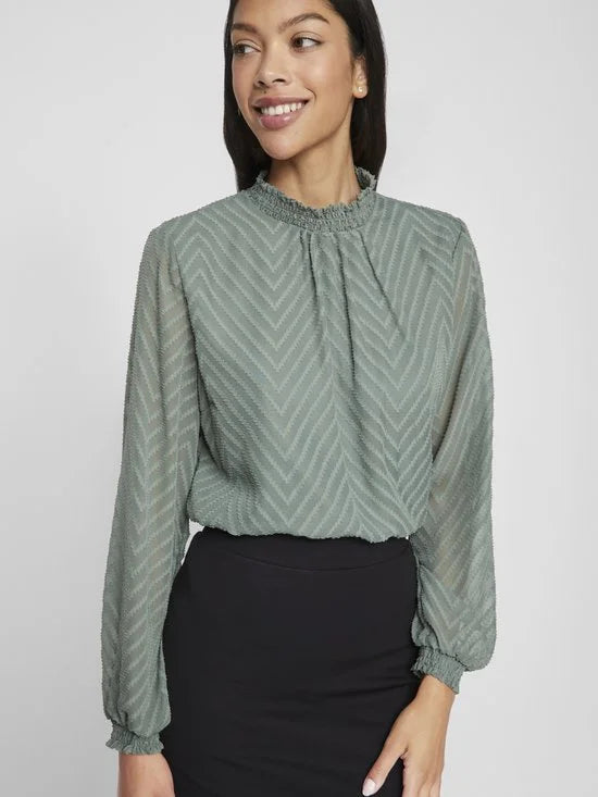 VILA - VIMICHELLE L/S HIGH NECK TOP/RP4/KA - Dames - Blouses