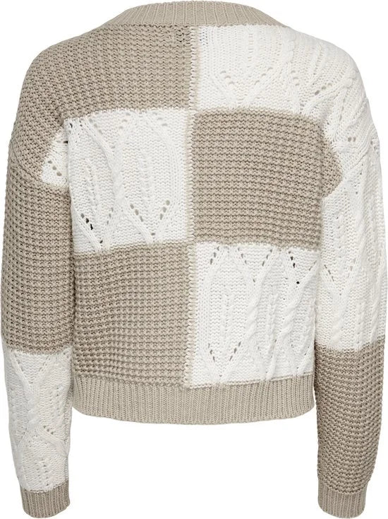 Jacqueline de Yong Trui Jdyjusty L/s Mix Structure Pullover 15276930 Cement/cement Dames Maat - M