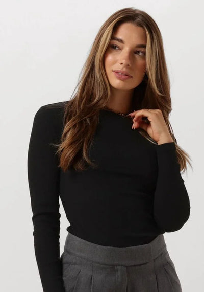 Notre-V Nv-eelke Round Neck Tops & T-shirts Dames - Shirt - Zwart - Maat S