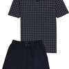 Schiesser heren shortama - blauw geruit -  Maat 6XL