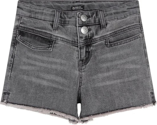 Indian Blue Jeans Meisjes jeans short pocket - Licht grijs denim