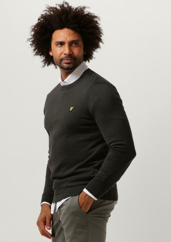 Lyle & Scott Cotton Crew Neck Jumper Polo's & T-shirts Heren - Polo shirt - Donkergrijs - Maat S