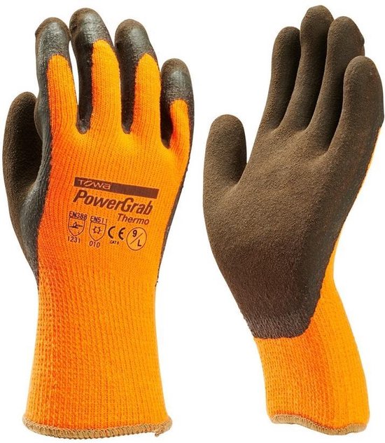 Towa Winter Werkhandschoen Powergrab Thermo Oranje - maat 9 - L