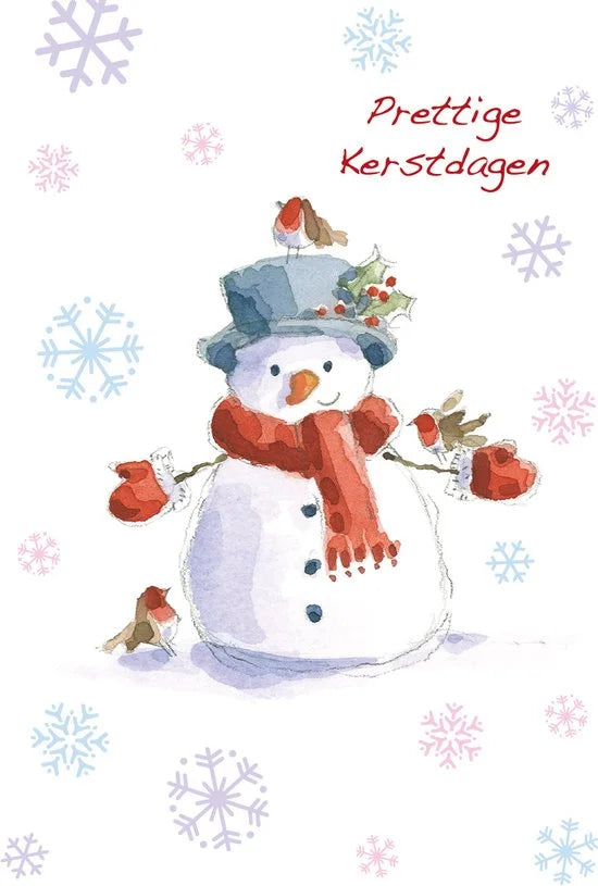 Kaarten - Kerst - Hangpak - Sneeuwpop - 10st. - HPK.1007