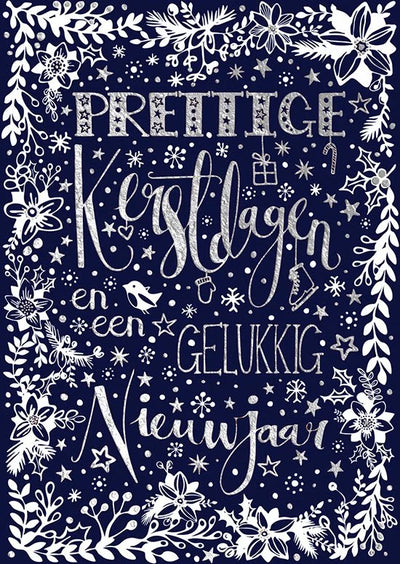 Kaarten - Kerst - Hangpak - Prettige kerstdagen & een gelukkig nieuwjaar - Blauw - 10st. - HPK.1009