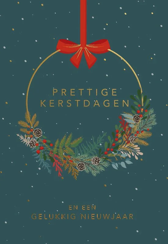 Kaarten - Kerst - Hangpak - Kerststuk aan ring - 10st. - HPK.1026