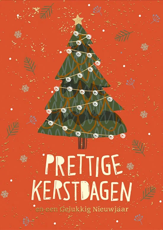 Kaarten - Kerst - Hangpak - Kerstboom op rode achterkant - 10st. - HPK.1031