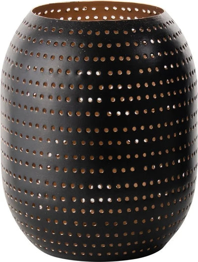 Gusta - Lantaarn - Zwart/Goud - met gaatjes - ø12x15cm