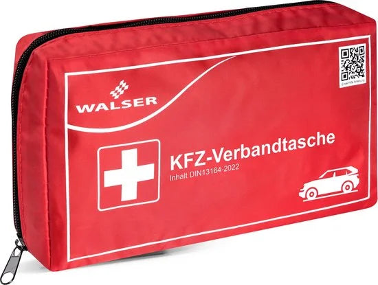 Walser Eerstehulpkoffer auto rood volgens DIN 13164:2022, eerstehulpkoffer auto, eerstehulptas