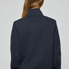 Marineblauwe sweater met halve rits en Rigby Go-logo