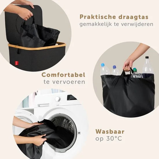 Afvalscheiding - Recycle afvalbak - 100L - Statiegeld container - Lege Flessen - Zwart