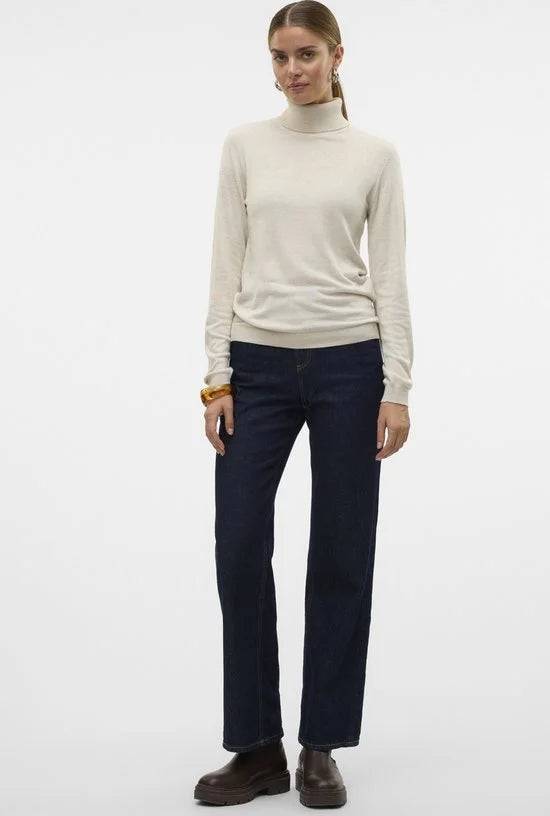 Vero Moda Trui Vmiris Ls Rollneck Pullover Ga Noos 10320450 Birch/w Melange Dames Maat - S
