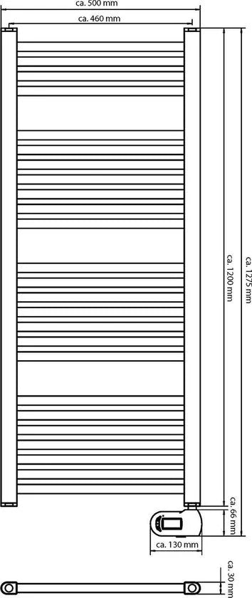 EISL Designradiator Handdoekradiator Elektrisch 120 x 50 cm met Timer, Wit