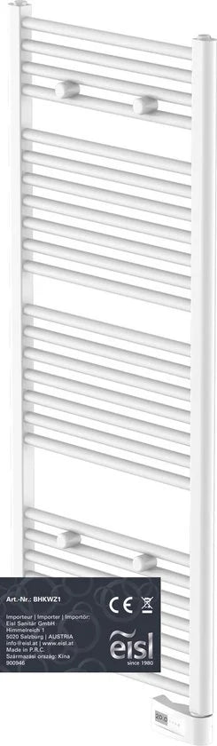 EISL Designradiator Handdoekradiator Elektrisch 120 x 50 cm met Timer, Wit