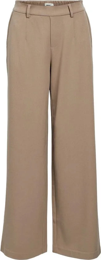 Object Objlisa Wide Pant Broeken Dames - Taupe - Maat 36