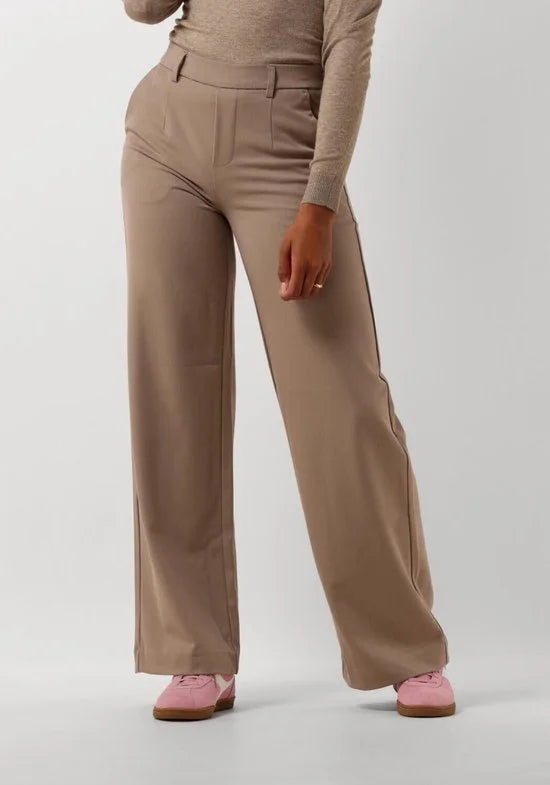 Object Objlisa Wide Pant Broeken Dames - Taupe - Maat 36