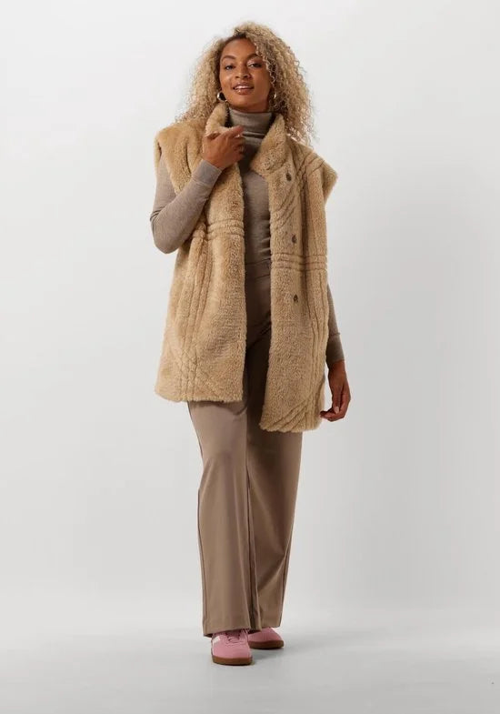 Object Objlisa Wide Pant Broeken Dames - Taupe - Maat 36