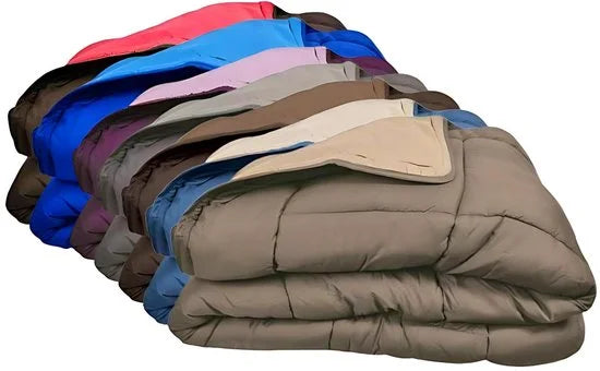 Bedrukt Dekbed Hoesloos Wasbaar Zonder Overtrek Lits Jumeaux - Taupe & Linnen 240x220cm - Taupe bruin - Creme beige