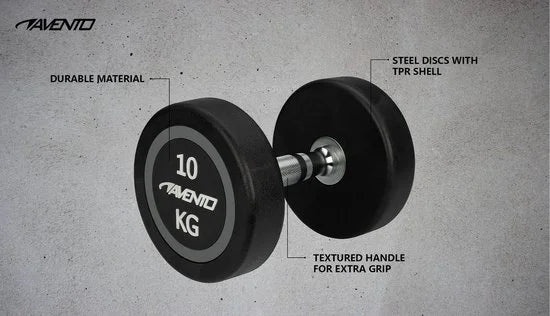 Avento Dumbbell - Halter 10 kg - Zwart/Staal