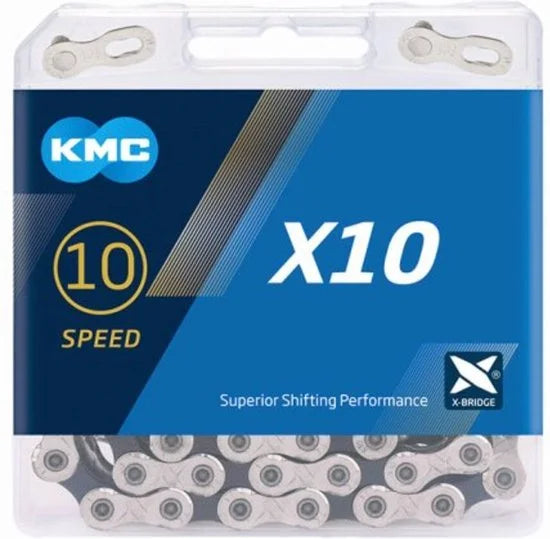 KMC X10 Silver Black Fietsketting 116/114 Schakels - Silver 116 links