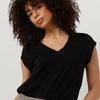 CC Heart Basic V-neck Tshirt Tops & T-shirts Dames - Shirt - Zwart - Maat L