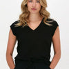 CC Heart Basic V-neck Tshirt Tops & T-shirts Dames - Shirt - Zwart - Maat L