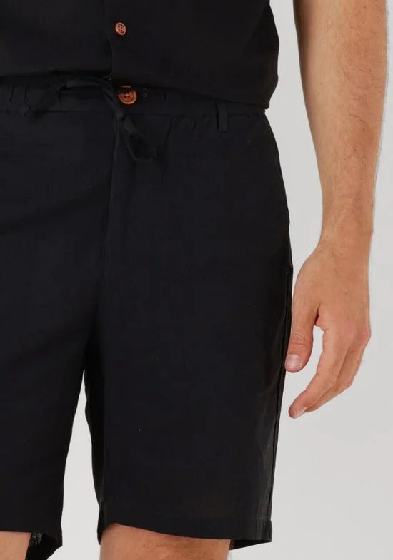 Anerkjendt Aklt James Cot/linen Ela Shorts Broeken Heren - Zwart - Maat S