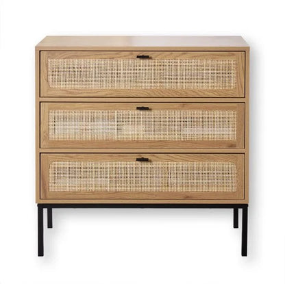 CALICOSY - Dressoir met 3 lades gevel rotan 80x39x79cm