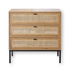 CALICOSY - Dressoir met 3 lades gevel rotan 80x39x79cm