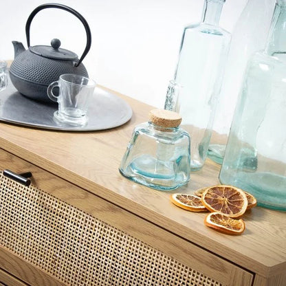 CALICOSY - Dressoir met 3 lades gevel rotan 80x39x79cm