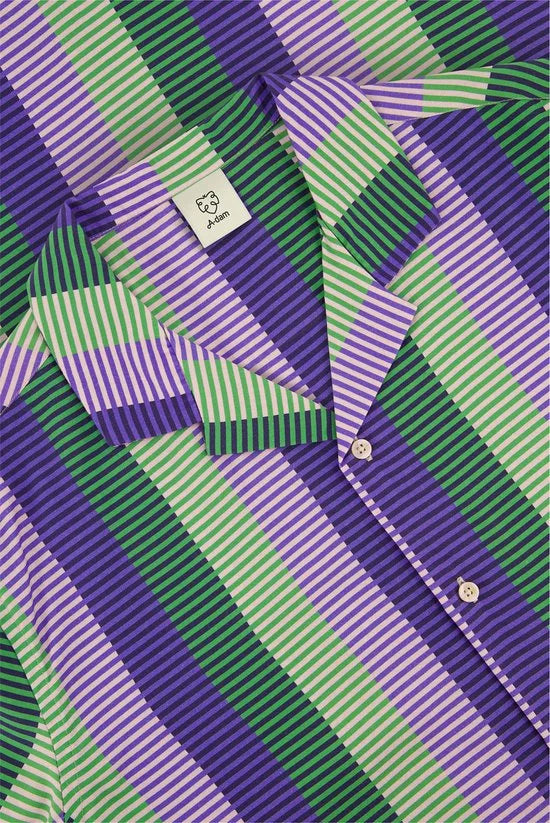 A-dam Stripe Purple - T-Shirt - Organisch Katoen - Korte Mouwen - Regular Fit - T-shirts - Heren - Mannen - Paars