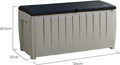 Keter Novel Opbergbox - 340L - 124x55x62.5cm - Grijs