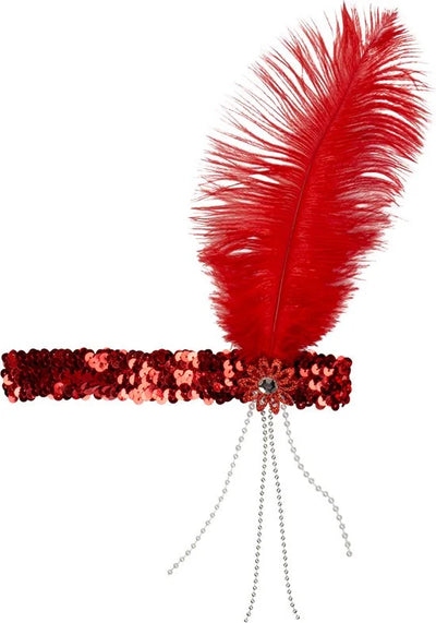 Boland - Hoofdband Flapper rood Rood - Één maat - Volwassenen - Vrouwen - 20's - Roaring Twenties