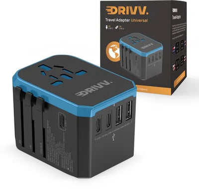 Drivv. Universele Wereldstekker - 2x USB & 3x USB C Fast Charge - Reisstekker Amerika / Engeland / UK / Canada / Thailand / Afrika/ Japan / Mexico /