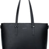 Eleganci - Dames Handtas - shopper - geschikt voor A4 - met extra lange riem - zwart - Ideaal voor school- of werktas.