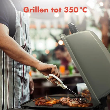KitchenBrothers Gas BBQ - Staand en Tafelmodel Barbecue - 2 Branders - Tafelbarbecue - Anti-aanbaklaag - 37x48 cm Grilloppervlak - Zwart