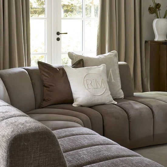 Riviera Maison Kussenhoes, Kussensloop, Sierkussen met logo - RM Logo Pillow Cover 60x60 - grijs - Katoen