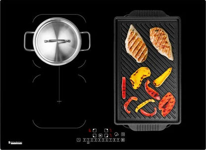 KitchenBrothers Inductie Kookplaat - Inbouw Inductieplaat - 70 cm - 4 Zones - 2x Flexzone - 1 en 2 Fase - Tot 2800W - Zwart