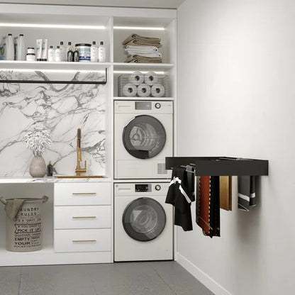 Wasophoogte® Wanddroogrek - Wandmontage Droogrek - Inklapbaar Droogrek - Muurdroogrek - Wasrek hangend - 100cm - 6m Drooglengte - Zwart