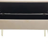 Scarlet Zitbank, gestoffeerde bank met fluwelen bekleding, opbergkist, rechthoekig, make-upbank met opbergruimte, metalen poten, crème, 75 x 30 x 41,