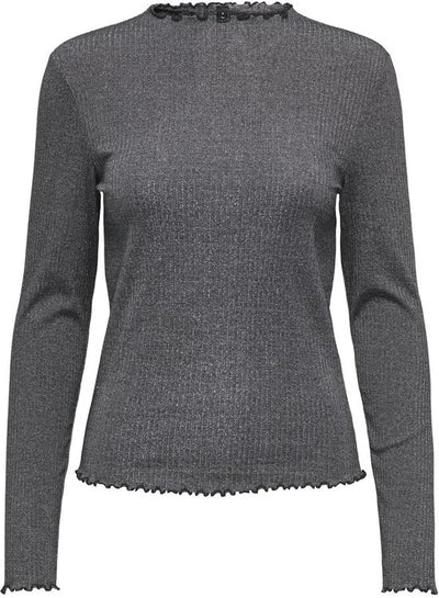 Only T-shirt Onlemma Life Ls Glitter Top Jrs Noo 15331094 Black/ Silver Gli Dames Maat - S